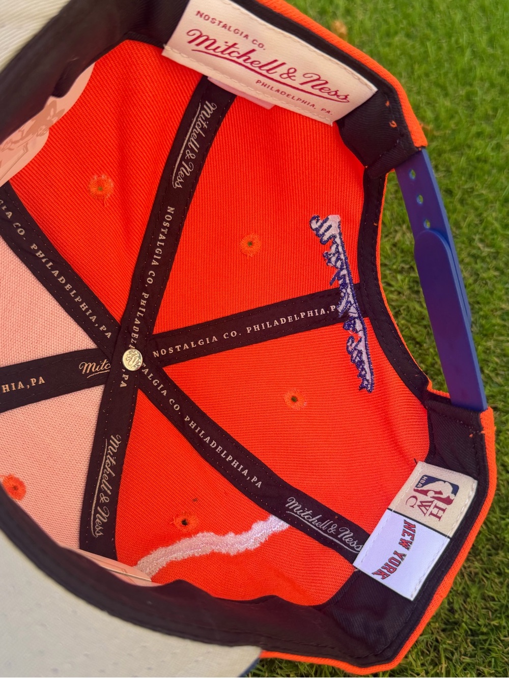 New York Knicks Orange & Blue Snapback Hat Rhinestone Bling Cap - Picture 6 of 8